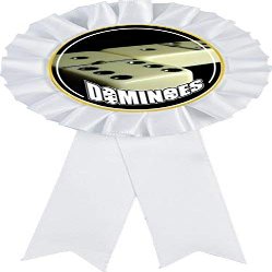 Dominoes White Rosette Ribbon Award, Dominoe Games Trophy Ribbon Prize, 100 Pack Prime
