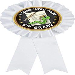 Graduation White Rosette Ribbon Award, 5th Grade Graduation Trophy Ribbon Prize, 100 Pack