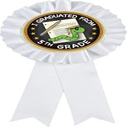 Graduation White Rosette Ribbon Award, 5th Grade Graduation Trophy Ribbon Prize, 100 Pack