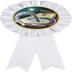 Horseshoe White Rosette Ribbon Award, Horseshoe Toss Trophy Ribbon Prize, 50 Pack Prime