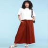 Lock and Love LL Womens Washed Linen Casual Loose Wide Leg Pants Pocket Pant with Draw String L Brown_RED view 3
