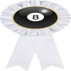 Billiards White Rosette Ribbon Award, Billiards 8 Ball Trophy Ribbon Prize, 50 Pack Prime