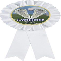 Boys Lacrosse White Rosette Ribbon Award, Lacrosse Sticks Trophy Ribbon Prize, 50 Pack Prime