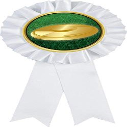 Flying Disc White Rosette Ribbon Award, Frisbee Toss Trophy Ribbon Prize, 100 Pack