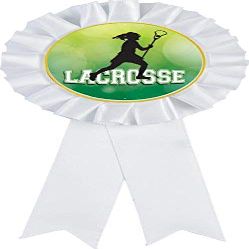 Lacrosse White Rosette Ribbon Award, Girls Lacrosse Trophy Ribbon Prize, 50 Pack Prime