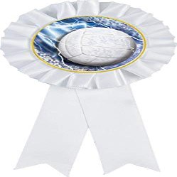 Volleyball White Rosette Ribbon Award, Volleyball Net Trophy Ribbon Prize, 50 Pack Prime
