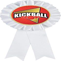 Kickball White Rosette Ribbon Award, Kickball Trophy Ribbon Prize, 50 Pack Prime