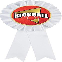 Kickball White Rosette Ribbon Award, Kickball Trophy Ribbon Prize, 50 Pack Prime