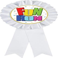 Fun Run White Rosette Ribbon Award, Fun Run Trophy Ribbon Prize, 50 Pack Prime