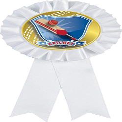 Cricket White Rosette Ribbon Award, Cricket Bat Trophy Ribbon Prize, 50 Pack Prime