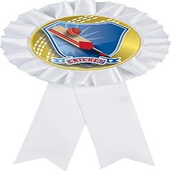 Cricket White Rosette Ribbon Award, Cricket Bat Trophy Ribbon Prize, 50 Pack Prime