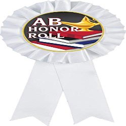 AB Honor Roll White Rosette Ribbon Award, Honor Roll Trophy Ribbon Prize, 50 Pack Prime