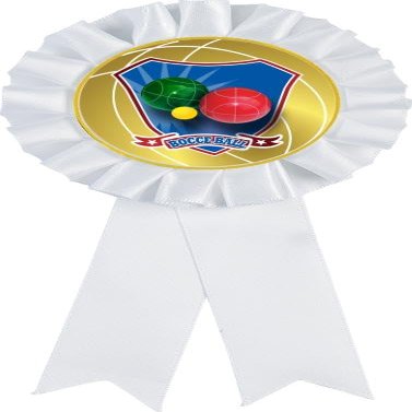Bocce Ball White Rosette Ribbon Award, Bocce Ball Trophy Ribbon Prize, 50 Pack Prime