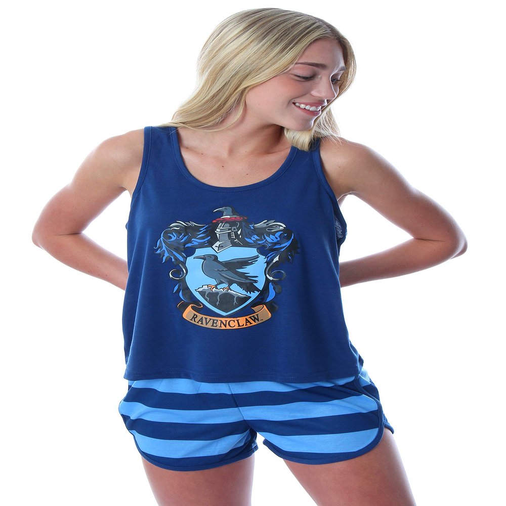 Harry Potter Women's Hogwarts House Racerback Tank Shorts Pajama (Ravenclaw, XL)