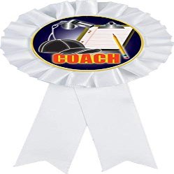 Coach White Rosette Ribbon Award, Coaching Trophy Ribbon Prize, 50 Pack Prime