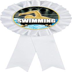 Swim White Rosette Ribbon Award, Swimming Trophy Ribbon Prize, 10 Pack Prime