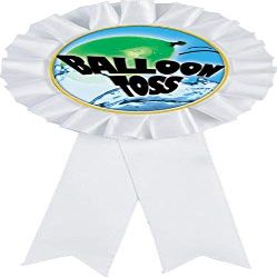 Balloon Toss White Rosette Ribbon Award, Water Balloon Toss Trophy Ribbon Prize, 50 Pack Prime