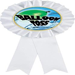 Balloon Toss White Rosette Ribbon Award, Water Balloon Toss Trophy Ribbon Prize, 50 Pack Prime