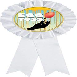 Egg Toss White Rosette Ribbon Award, Egg Toss Trophy Ribbon Prize, 50 Pack Prime