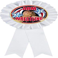 Arm Wrestling White Rosette Ribbon Award, Wrestling Trophy Ribbon Prize, 50 Pack Prime