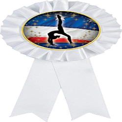 Gymnastics White Rosette Ribbon Award, Gym Back Walkover Trophy Ribbon Prize, 50 Pack Prime