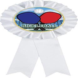 Pickleball White Rosette Ribbon Award, Pickleball Trophy Ribbon Prize, 10 Pack Prime