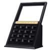 RECHIATO Championship Ring Display Case Baseball Ring Display Wooden Box Display Case for Sports Rings (16 Slots, Slanted, Black) view 1