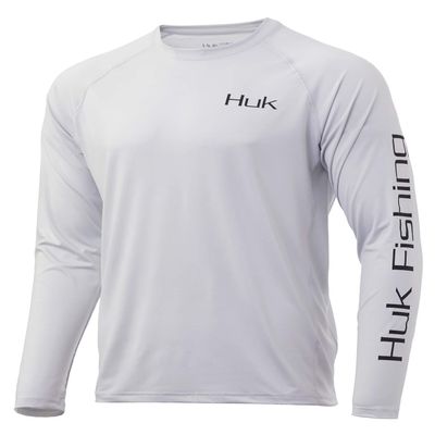 Huk Men's Bass Pursuit | Long Sleeve Performance Fishing Shirt with +30 UPF Sun Protection, Glacier, 3X-Large