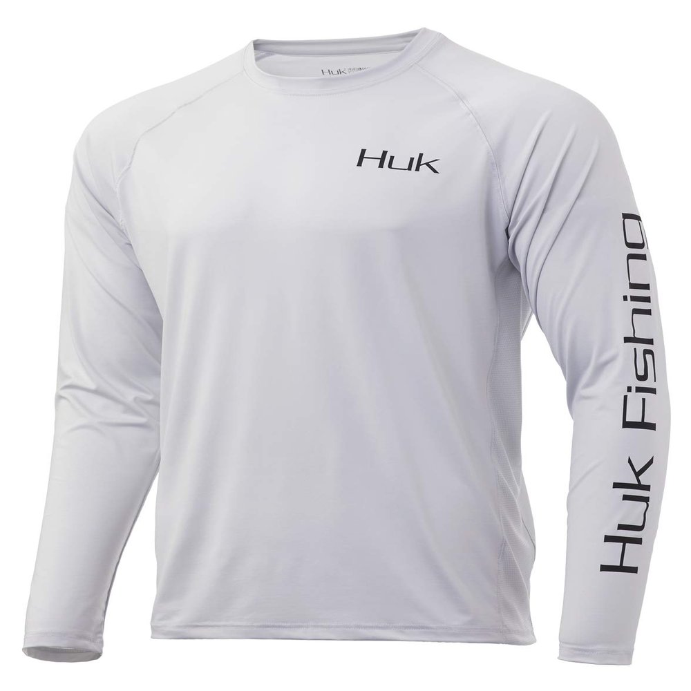 Huk Men's Bass Pursuit | Long Sleeve Performance Fishing Shirt with +30 UPF Sun Protection, Glacier, 3X-Large
