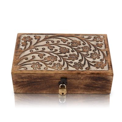 Great Birthday Gift Ideas Handmade Decorative Wooden Jewelry Box With Lock & Key Jewelry Organizer Keepsake Box Treasure Chest Trinket Holder Watch Box Storage Lock Box Housewarming Gifts