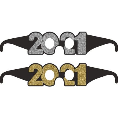 Creative Converting 2021 New Year Paper Eyeglasses, 16" x 2.5", Multi-color