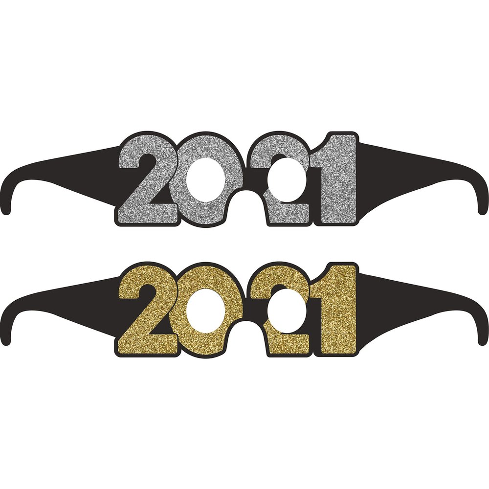 Creative Converting 2021 New Year Paper Eyeglasses, 16" x 2.5", Multi-color