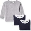 Marky G Apparel Baby Long Sleeve Round Neck Pajama Top (Pack of 3), Navy/Navy-whitestripe/White/Navy/Navy-whitestripe/White/Heather, 6 Months view 1