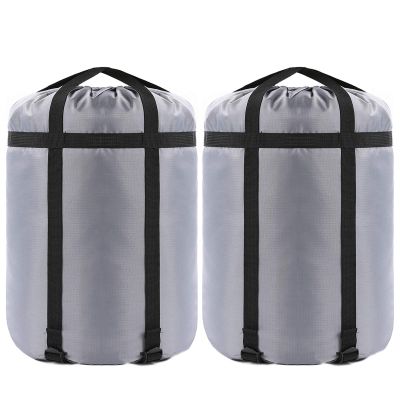 Borogo Compression Stuff Sack, 46L Sleeping Bags Storage Stuff Sack Organizer Waterproof Camping Hiking Backpacking Bag for Travel - Great Sleeping Bags Clothes Camping Hiking Grey 2-Pack