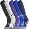 APTESOL Youth Soccer Socks Boys Girls Women Knee High Team Sport Cushion Sock Kids Long Tube Cotton Athletic Compression Socks (5-Pair Multicolor-B,Small) view 1