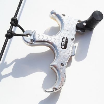 SHARROW Compound Bow Release Automatic Thumb Trigger 3 Finger Archery Bow Release Aid Thumb Release Trigger Grip Hinge Caliper Button for Shooting (Silver)