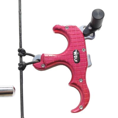 SHARROW Compound Bow Release Automatic Thumb Trigger 3 Finger Archery Bow Release Aid Thumb Release Trigger Grip Hinge Caliper Button for Shooting (Red)