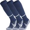 APTESOL Youth Soccer Socks Boys Girls Women Knee High Team Sport Cushion Sock Kids Long Tube Cotton Athletic Compression Socks (3-Pair Navy-B,Small) view 1