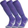 APTESOL Youth Soccer Socks Boys Girls Women Knee High Team Sport Cushion Sock Kids Long Tube Cotton Athletic Compression Socks (3-Pair Purple-B,Small) view 1