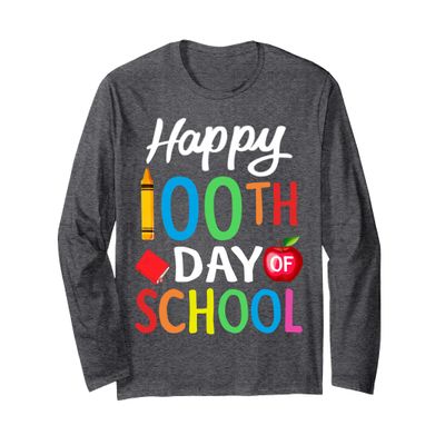 Happy 100th Day of School Shirt for Teacher or Child Long Sleeve T-Shirt
