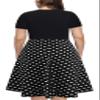 BEDOAR Plus Size Summer Boho Polka Dot Short Sleeve V Neck Swing Midi Dress with Pockets(B004-Black+Dot-16W) view 2