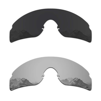 Puzzley Mirror Polarized Replacement Lenses for Oakley RazorBlades Sunglasses - Retro Black + Silver Mirror