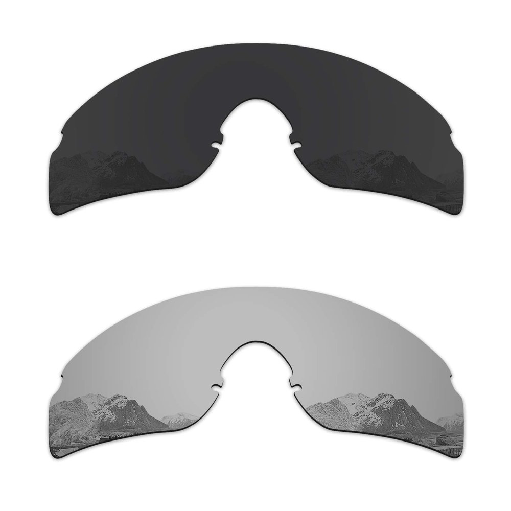 Puzzley Mirror Polarized Replacement Lenses for Oakley RazorBlades Sunglasses - Retro Black + Silver Mirror