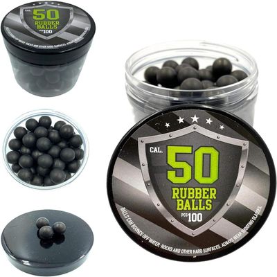 100 x Hard Rubber Balls Paintballs Reballs for Marker Pistols RAM Shooting Training Self-Defense in 50 Caliber