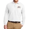 Custom Embroidered Long Sleeve Polo Shirts for Men Personalized Embroidery Text White view 1