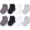 Touched by Nature Unisex Baby and Toddler Organic Cotton Socks with Non-Skid Gripper for Fall Resistance, Solid Black, 2-4 Toddler view 1
