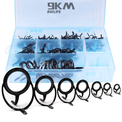 9KM DWLIFE Fishing Rod Guides Small-100Pcs Fishing Rod Repair Kit Spinning Rod Guides Stainless Steel Rod Eyelets Fishing Rod Replacement Guides