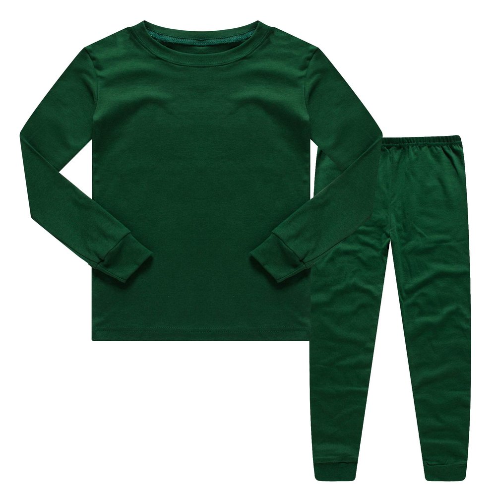 Family Feeling Boys Girls Kids Pajamas Solid Colors 2 Piece Long Sleeve Pyjamas Set Cotton Toddler Green Size 3T