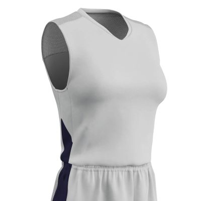 Champro Block Polyester Basketball Jersey, Women's 3X-Large, White, Navy