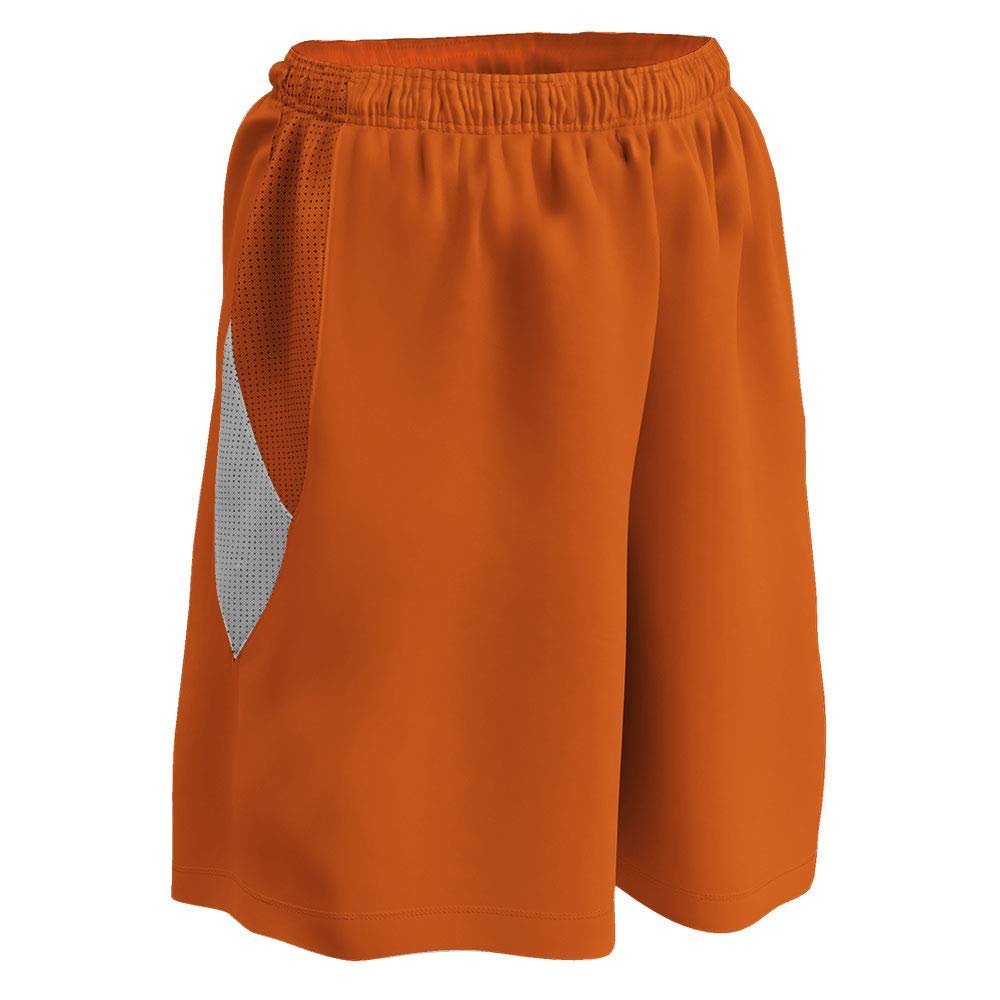Champro Post Up Reversible Polyester Basketball Short, Girls' Large, Orange, White
